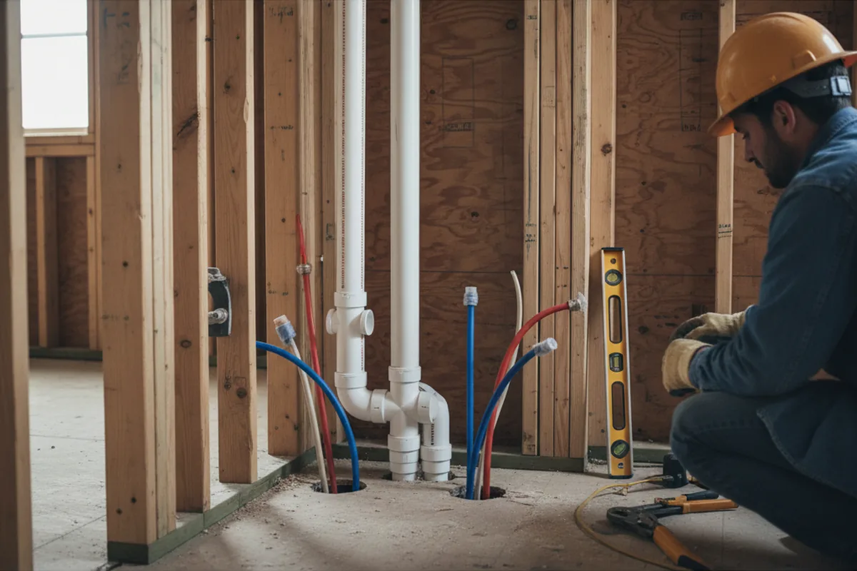 Drain and supply rough-in during Leak Detection in Matthews